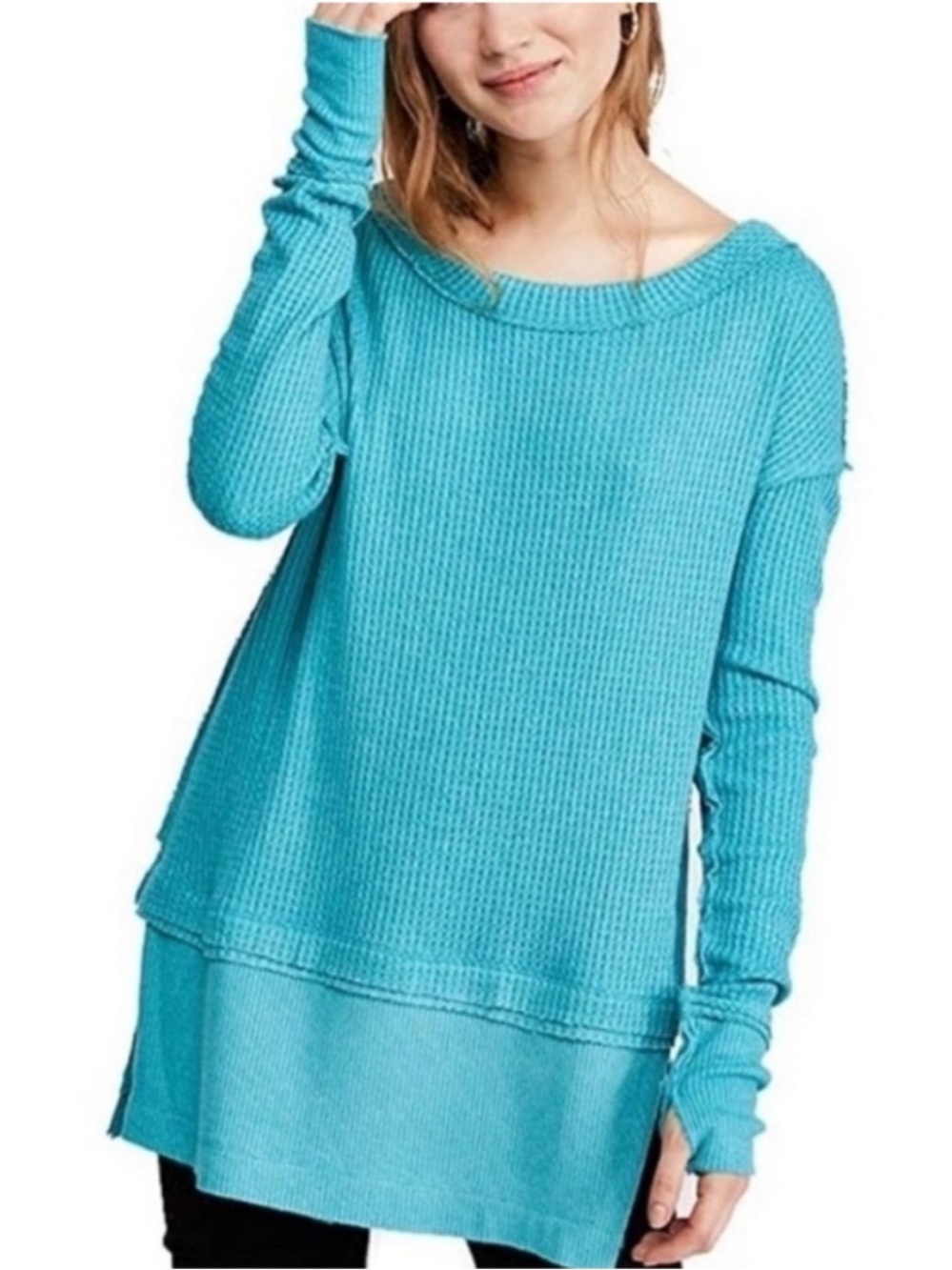 Free People North Shore Oversized Waffle-Knit Thermal